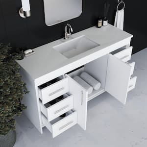 Capri 60 in. W x 22 in. D Bathroom Vanity in White with Microstone Vanity Top in White with White Basin