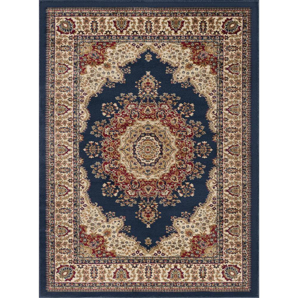Fiona 9' x 12' Blue Synthetic Reversible Area Rug