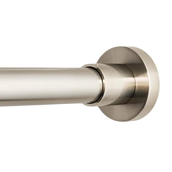 Adjustable Heavy Duty Shower Curtain Rod 45.90 in. L x 2.50 in. W Permanent Mount Brushed Nickel Stainless Steel No Rust