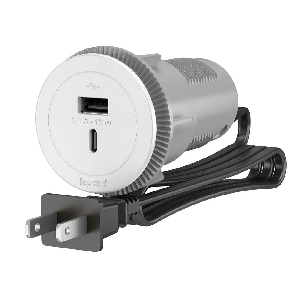 Round 2 Type A/C USB White Recessed Furniture Power Strip with 6 Ft. Cord price history on PriceWatchPro