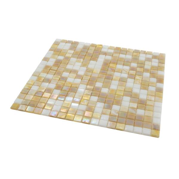 thumbnail image 2 of Iridescent Yellow Glass Mosaic Wall Tile - 3/4" Squares, 12"x12" Sheet, Gloss Finish 2 of 13