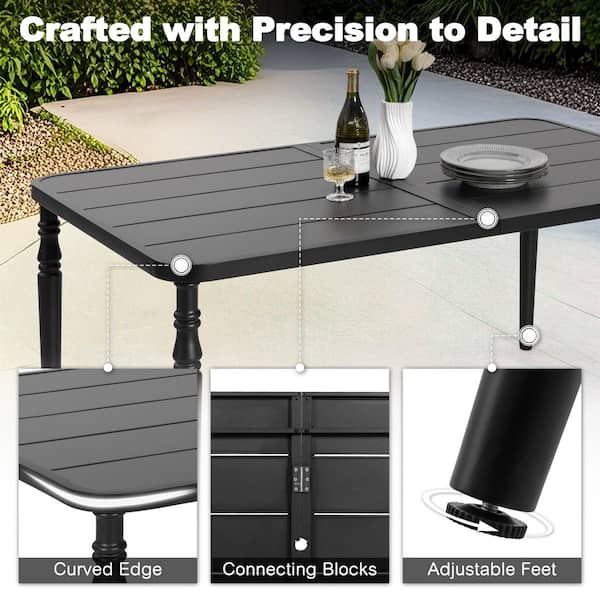 Nuu Garden Black Rectangle Powder-Coated Metal Outdoor 61