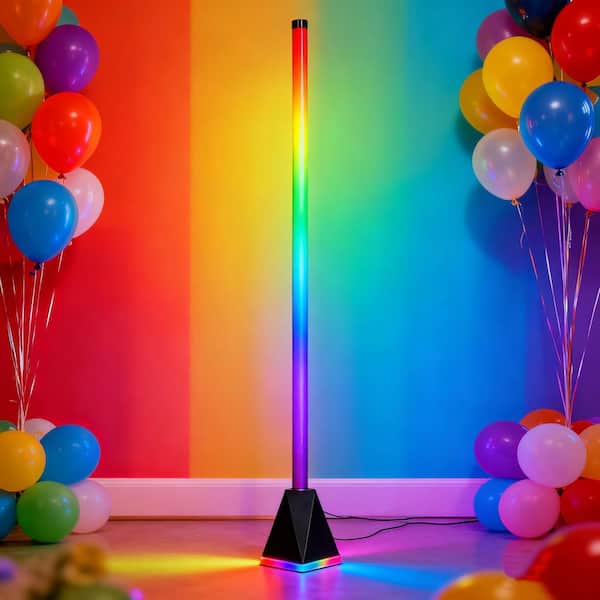 SUPERHUNTER 55.9 in. RGB Black LED Floor Lamp JLB-DL-DL163 - The