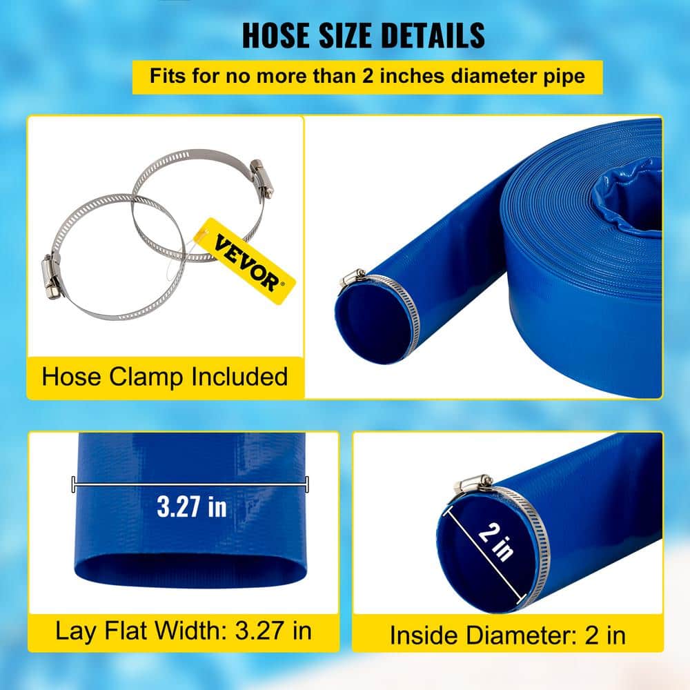 Blue 105 ft Heavy Duty PVC Pool Backwash Hose