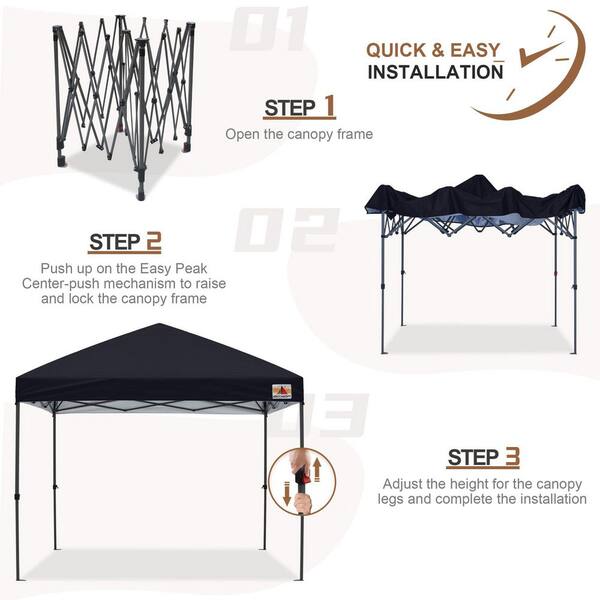 chappy ABCCANOPY 12 ft. x 12 ft. Black Instant Pop Up Canopy Tent