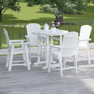Classic White Adirondack Chair Bar Stool with Arms Set of (2 pieces)
