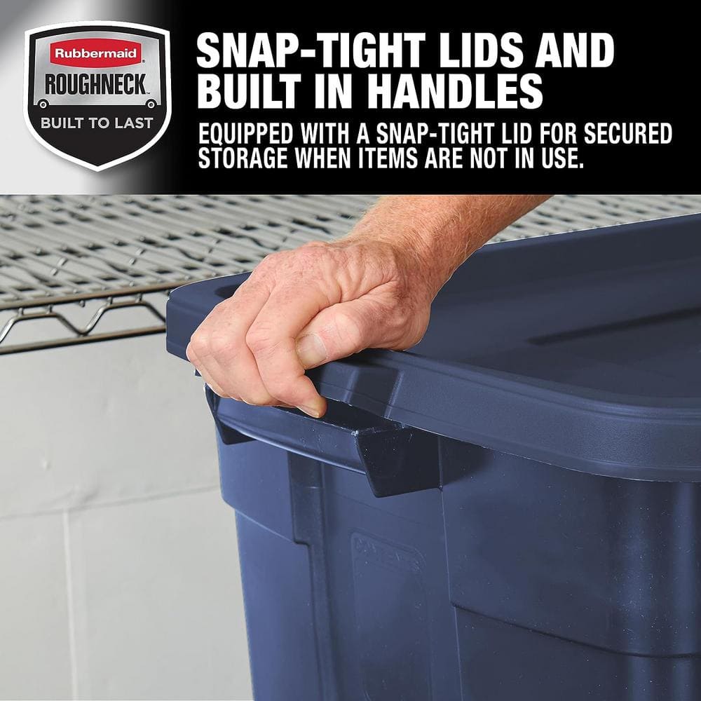 Dark Blue Stackable Plastic Storage Bins with Lids, 72 qt, 10-Pack