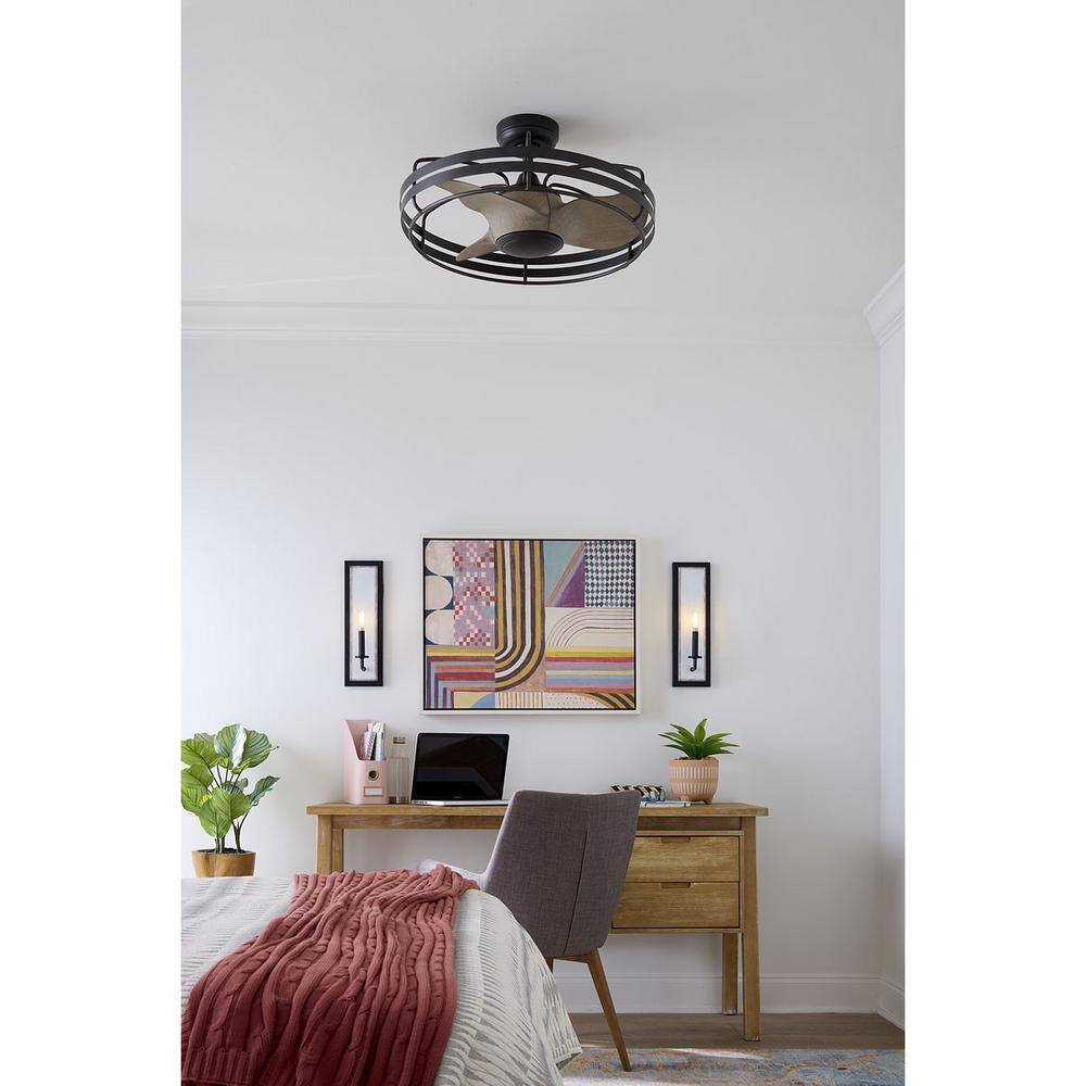 Matte Black 26" Industrial Chandelier Ceiling Fan with Remote