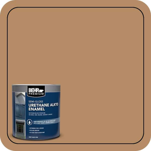 BEHR PREMIUM 1 qt. #AE-23 Light Oak Semi-Gloss Enamel Urethane Alkyd ...