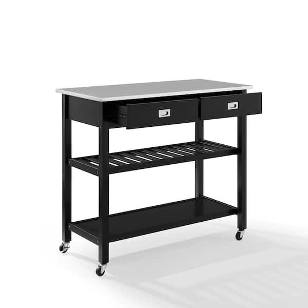 Crosley Furniture Chloe Black With, Stainless Steel Rolling Kitchen Island
