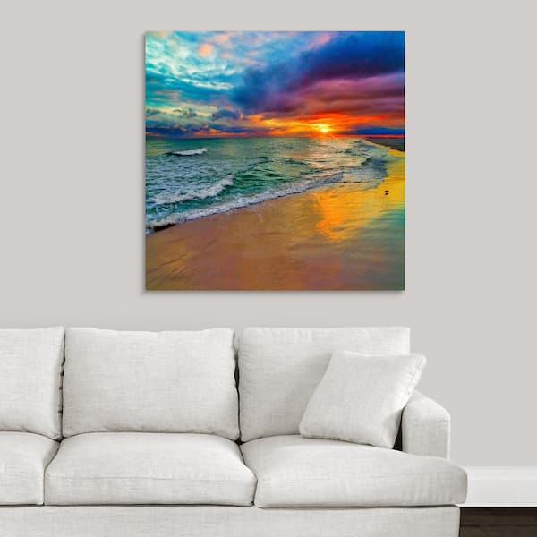 "Colorful Seascape-Swirling Multi Color Sunset" by Eszra Tanner Canvas Wall Art