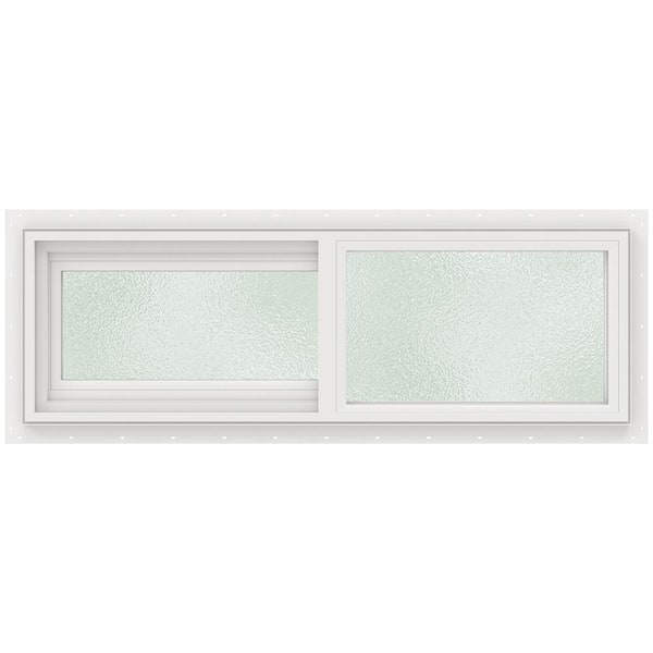 JELD-WEN 35.5 in. x 11.5 in. V-2500 Series White Vinyl Left-Handed Sliding Window with Fiberglass Mesh Screen