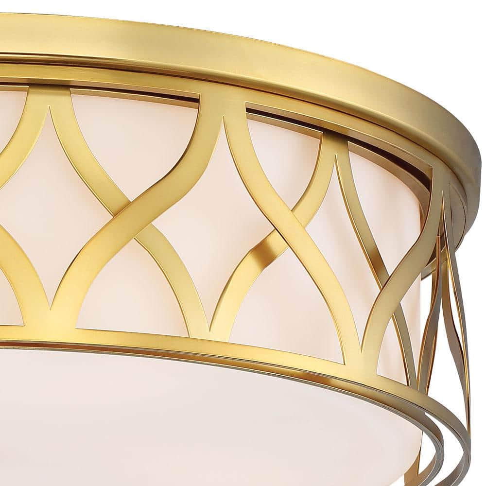 Liberty Gold Etched Glass 20" LED Drum Flush Mount
