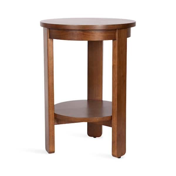 Foxford 16 in. Walnut Brown Round Wood Veneer/MDF End Table