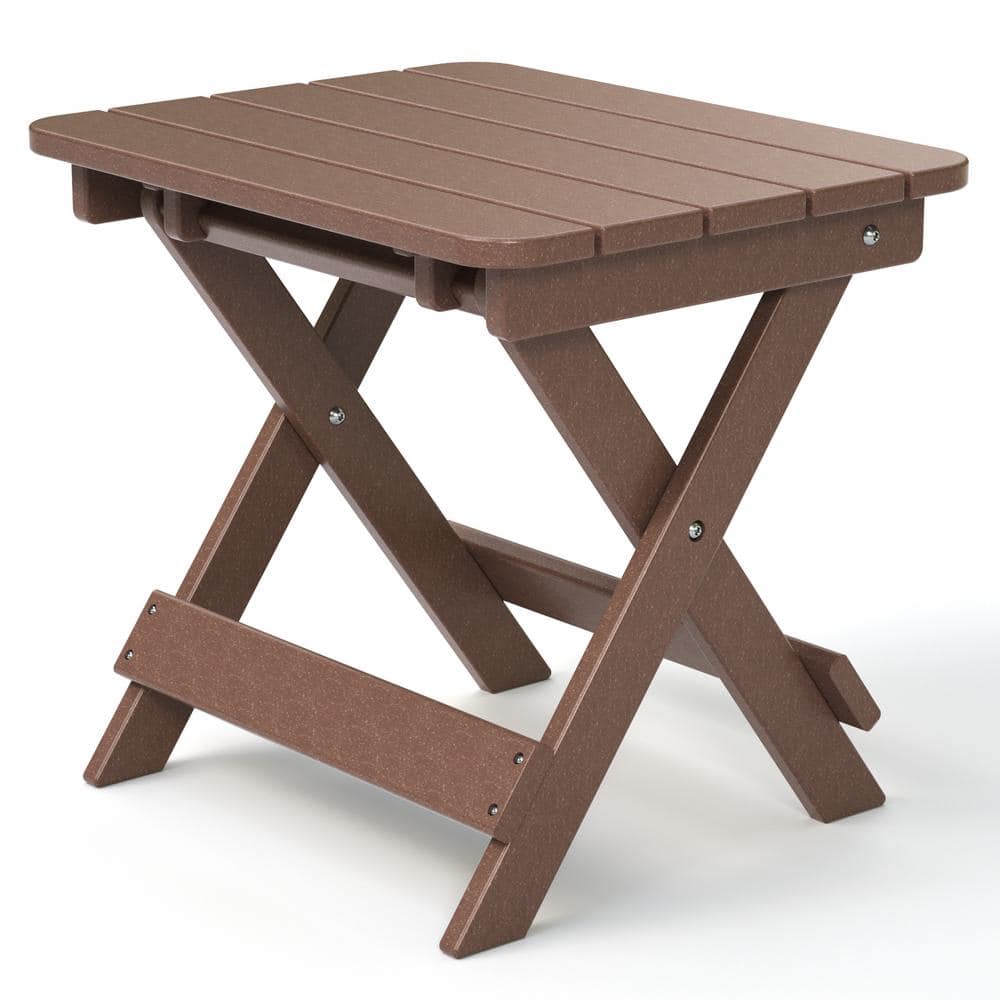 Brown 20.08 in. Outdoor Adirondack Foldable Side Table, Weather Resistant C