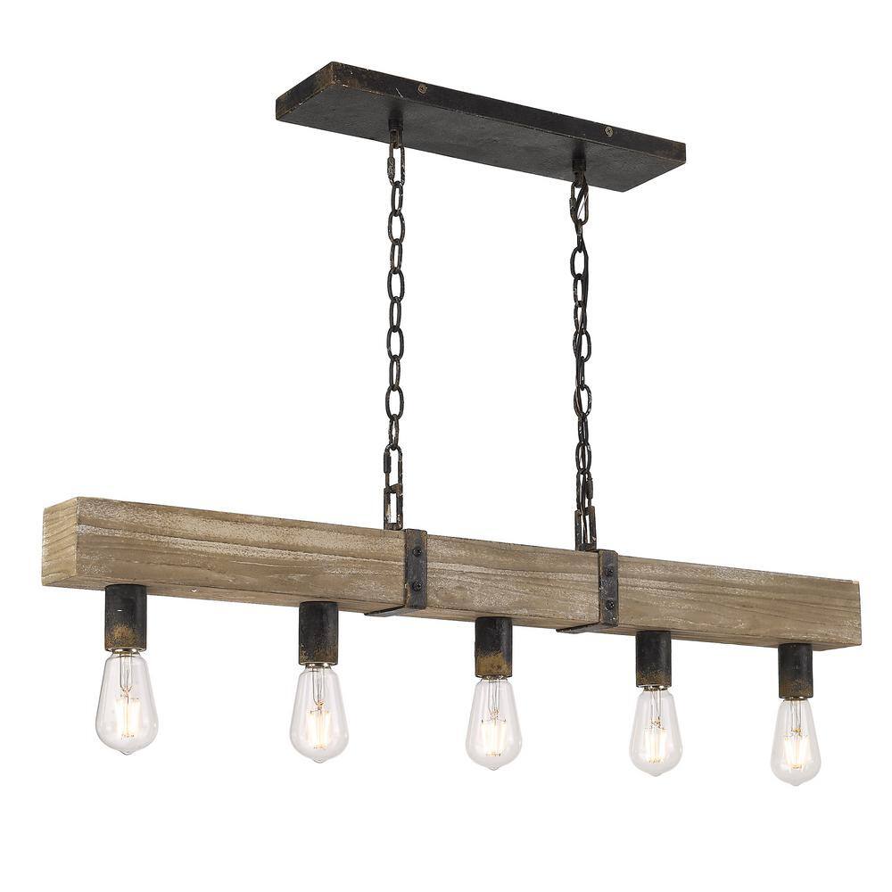 Golden Garrett Rustic Black Iron Linear Island Pendant