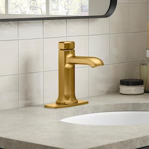 Rubicon Battery Powered Touchless Single Hole Bathroom Faucet in Vibrant Brushed Moderne Brass