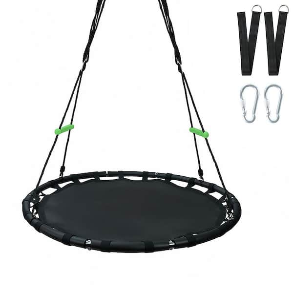 Round Saucer Swing with Handles - Steel Frame, PP Mat, Adjustable Ropes for Outdoor, Park (48 in. Diameter)