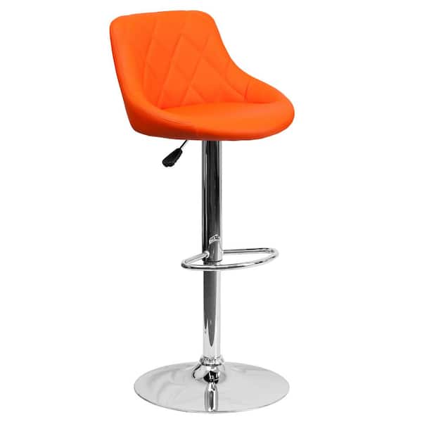 Flash Furniture 32 in. Adjustable Height Orange Cushioned Bar Stool