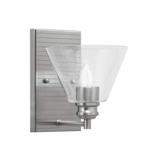Unbranded Albany 1-Light Brushed Nickel 7 in. Wall Sconce with Clear Bubble Glass Shade