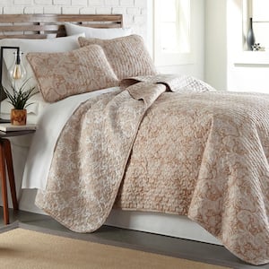 Perfect Paisley Reversible Taupe 3-Piece 2-Piece Twin Microfiber Quilt Set