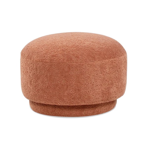 Fuji 15 in. Fleeced Teddy Polyester Mushroom Footstool Ottoman in Spice Orange