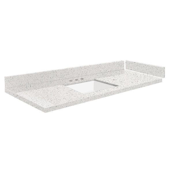 Transolid Silestone 49 in. W x 22.25 in. D Quartz White Rectangular Single Sink Vanity Top in Stellar Snow