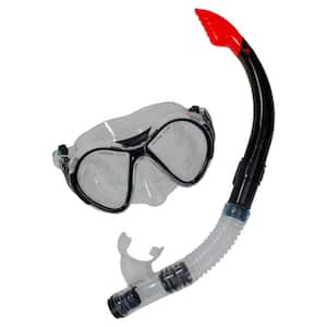 Black Red and Clear Zray Teen/Young Adult Scuba Mask and Snorkel Dive Set