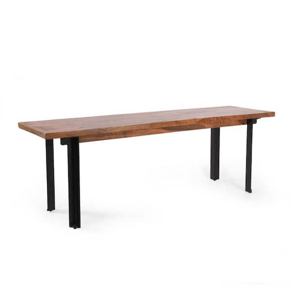 Anky 53.25 in. W 2-Person Brown Acacia Wood Outdoor Bench Ottoman