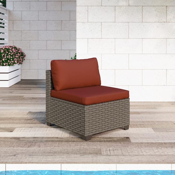 TK CLASSICS Keys Metal Outdoor Sectional with Crimson Cushions