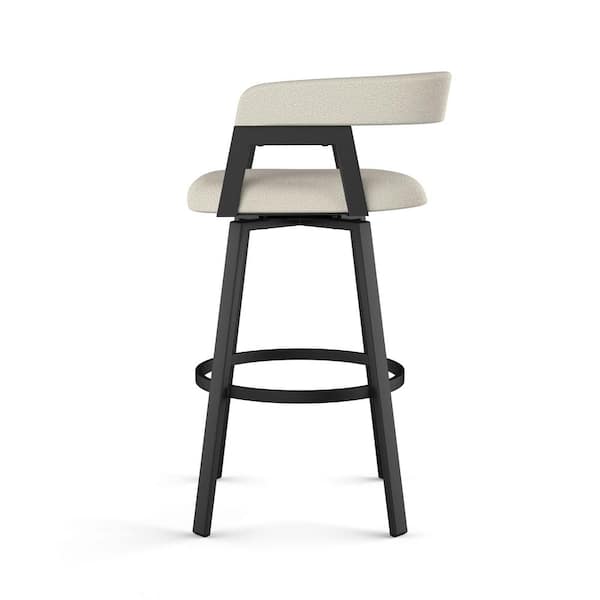 Caris 25 in. Cream Boucle Polyester / Black Metal Swivel Counter Stool