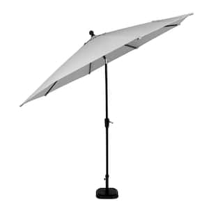 10 ft. Aluminum Auto-Tilt Market Outdoor Patio Umbrella in Stone Gray
