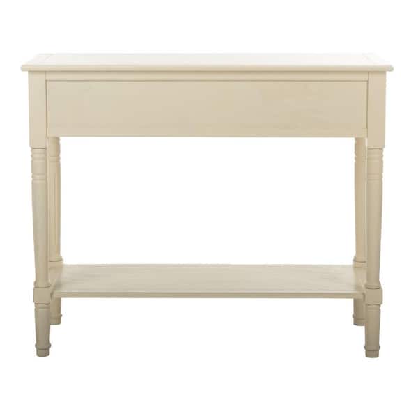 Samantha 36 in. 2-Drawer White/Cream Wood Console Table