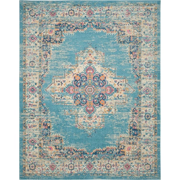 Passion Light Blue 7 ft. x 10 ft. Persian Modern Transitional Area Rug