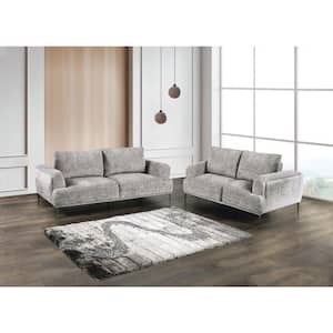 Orlandi 81 in. Flared Arm Chenille Rectangle Sofa in Gray With Extendable Backrest