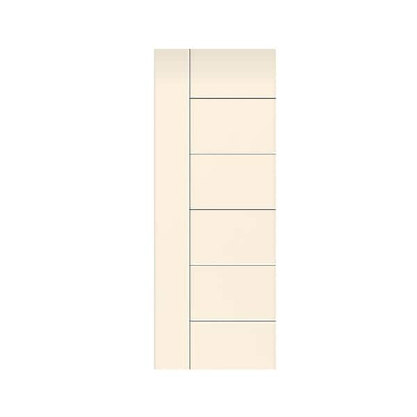 CALHOME Modern Classic 18 in. x 80 in. Beige Stained Composite MDF Paneled Barn Door Slab