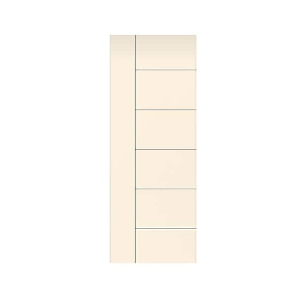 CALHOME Modern Classic 24 in. x 80 in. Beige Stained Composite MDF Paneled Barn Door Slab