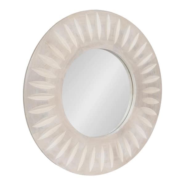 Kate and Laurel Usra 26.00 in. W x 26.00 in. H White Round Modern Framed Decorative Wall Mirror