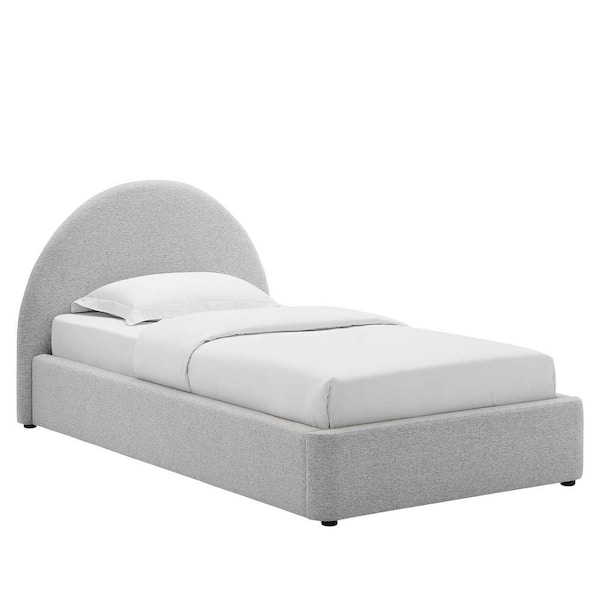 Resort Gray Arched Round Wood Frame Twin Platform Bed With Upholstered Fabric