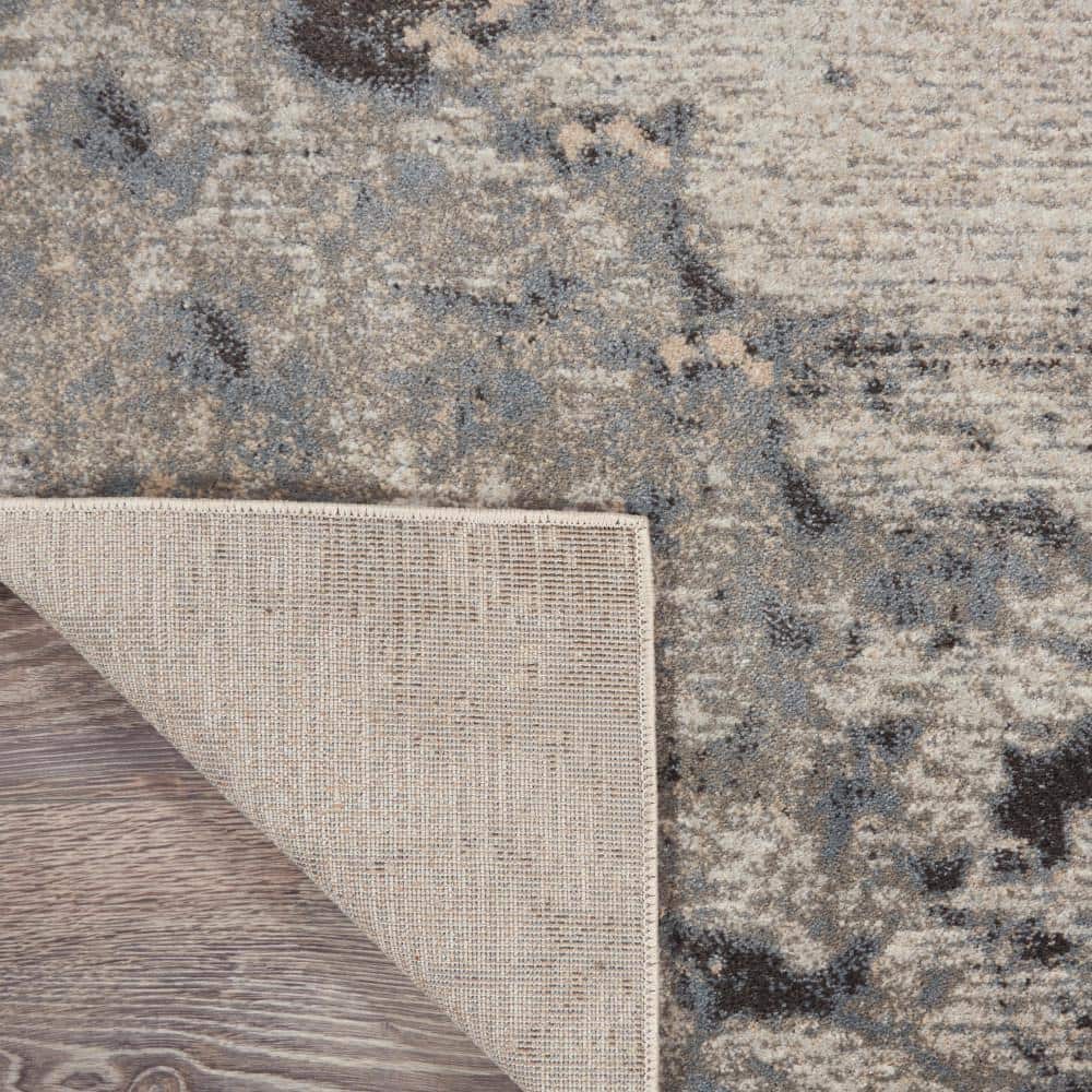 Gray and Beige Abstract Synthetic Rectangular Area Rug 3' x 5'