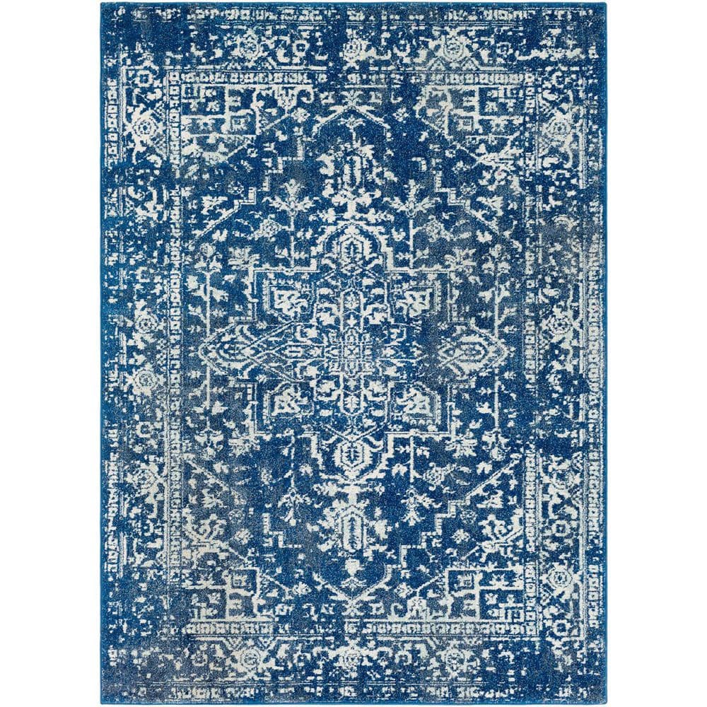 Blue Polypropylene 5 ft. x 7 ft. Abstract Indoor Area Rug
