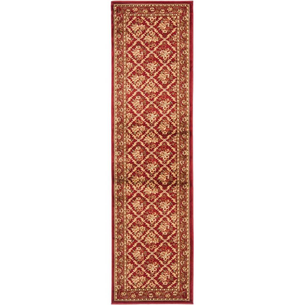 SAFAVIEH Lyndhurst Red 2 ft. x 12 ft. Border Runner Rug Safavieh's Lyndhurst collection offers the beauty and painstaking detail of traditional Persian and European styles with the ease of polypropylene. With a symphony of floral, vines and latticework detailing, these beautiful rugs bring warmth and life to the room of your choice. This is a great addition to your home whether in the country side or busy city. Color: Red.