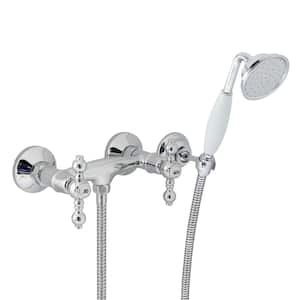 Classic 6 in. 2-Handle 1-Spray Shower Faucet with Porcelain Hand Held Shower in Polished Chrome (Valve Included)