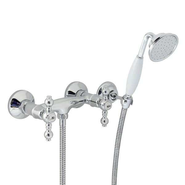 MODONA Classic 6 in. 2-Handle 1-Spray Shower Faucet with Porcelain Hand Held Shower in Polished Chrome (Valve Included)