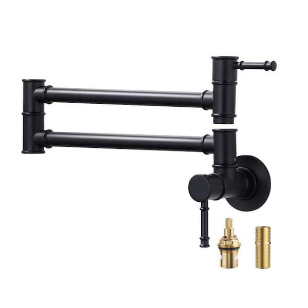 Wall Mounted Pot Filler with Double Handle in Matte Black