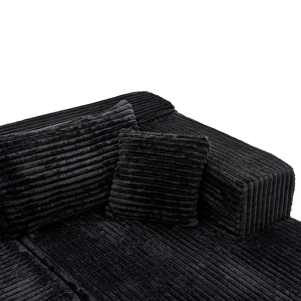 FUFU&GAGA 106 in. Rectangle Arm 2-Piece Corduroy Upholstery L FUFU&GAGA 106 in. Rectangle Arm 2-Piece Corduroy Upholstery L