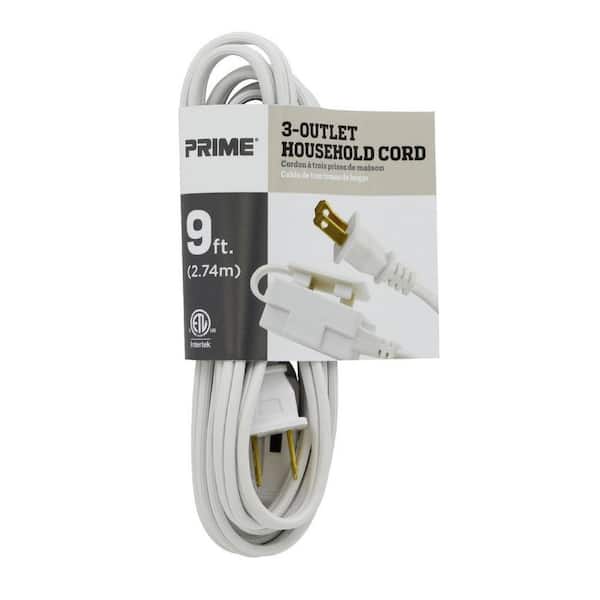 Unbranded 9 ft. 16/2 SPT-2 White 3-Outlet Household Extension Cord