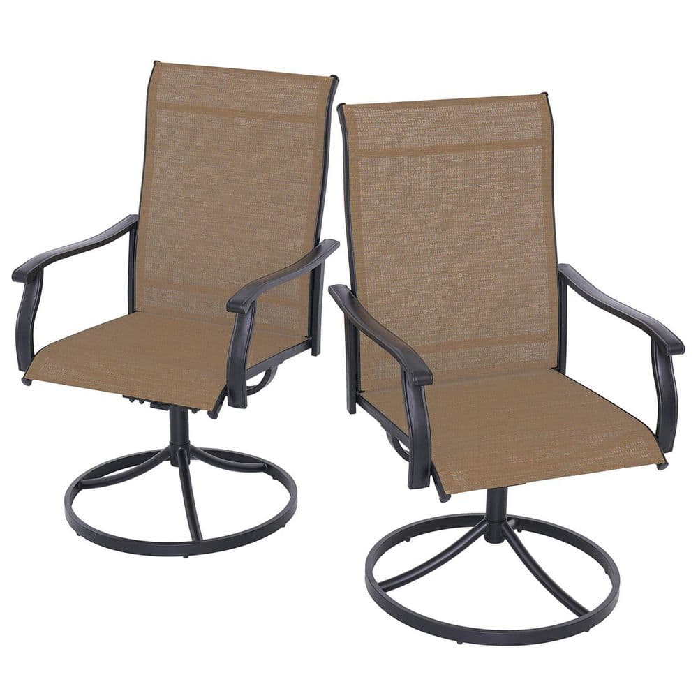 Swivel Sling Metal Patio Outdoor Dining Armchair-Yellow (2-Pack) price history on PriceWatchPro