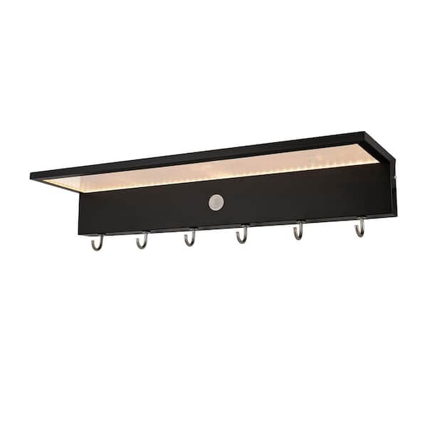 OUKANING 1 Light Black Modern LED Wall Light Wall Sconce with Hooks for Living Rooms Hallways