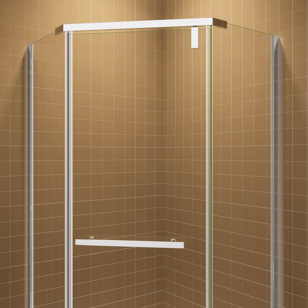 36" x 72" Chrome Neo-Angle Pivot Semi-Frameless Shower Enclosure